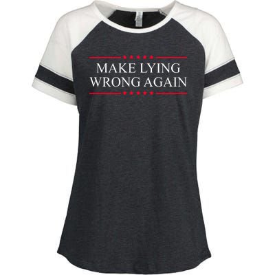 Make Lying Wrong Again Political Election Enza Ladies Jersey Colorblock Tee