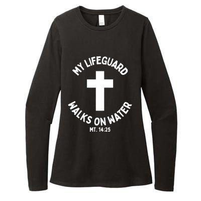 My Lifeguard Walks On Water Jesus Christ Christian Faith Womens CVC Long Sleeve Shirt