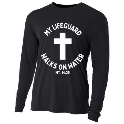 My Lifeguard Walks On Water Jesus Christ Christian Faith Cooling Performance Long Sleeve Crew