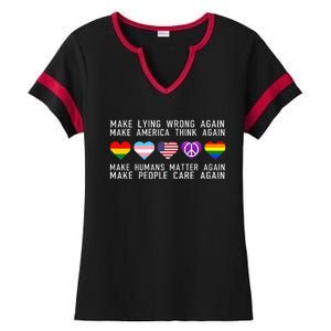 Make Lying Wrong Again Human Rights Sarcastic Statement Ladies Halftime Notch Neck Tee