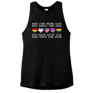 Make Lying Wrong Again Human Rights Sarcastic Statement Ladies PosiCharge Tri-Blend Wicking Tank