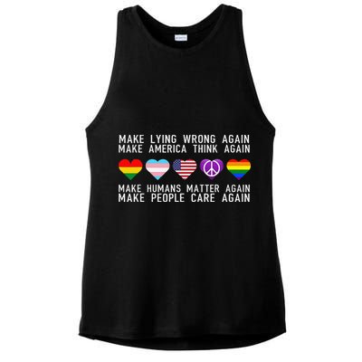 Make Lying Wrong Again Human Rights Sarcastic Statement Ladies PosiCharge Tri-Blend Wicking Tank