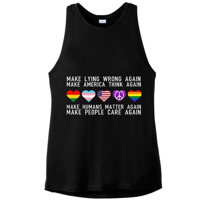 Make Lying Wrong Again Human Rights Sarcastic Statement Ladies PosiCharge Tri-Blend Wicking Tank