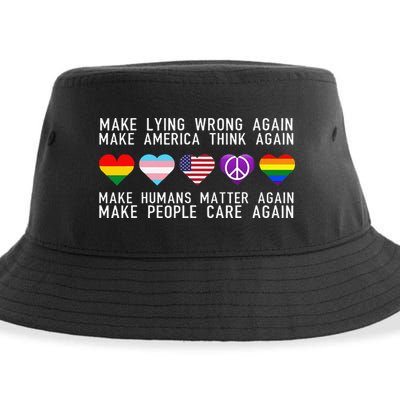 Make Lying Wrong Again Human Rights Sarcastic Statement Sustainable Bucket Hat