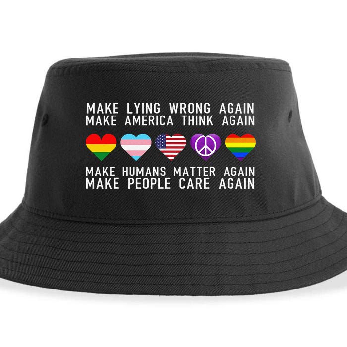 Make Lying Wrong Again Human Rights Sarcastic Statement Sustainable Bucket Hat