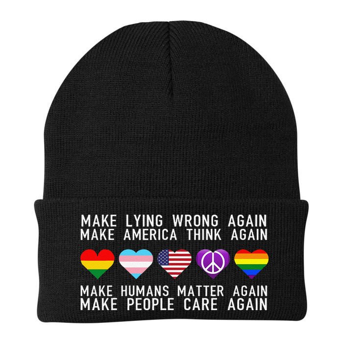 Make Lying Wrong Again Human Rights Sarcastic Statement Beanie