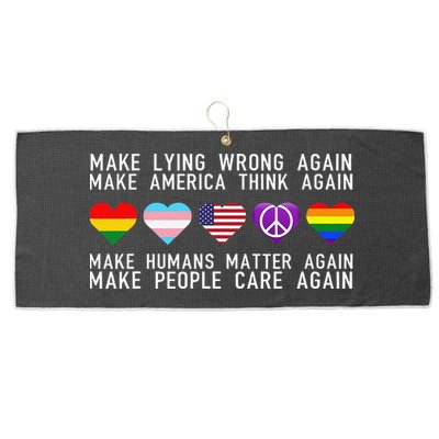 Make Lying Wrong Again Human Rights Sarcastic Statement Large Microfiber Waffle Golf Towel