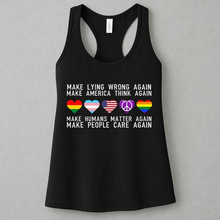 Make Lying Wrong Again Human Rights Sarcastic Statement Womens Tank Top