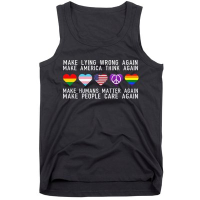 Make Lying Wrong Again Human Rights Sarcastic Statement Tank Top