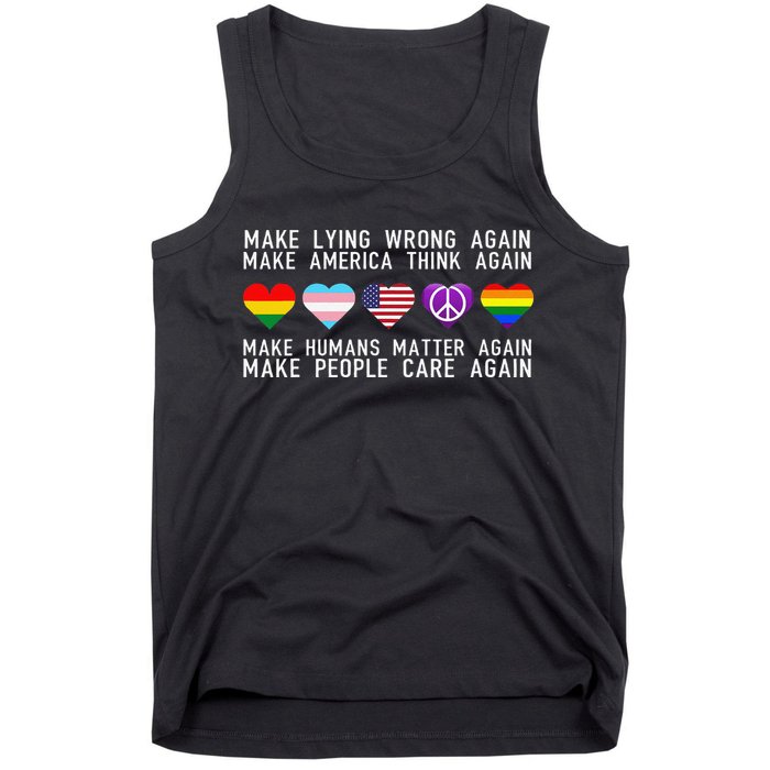 Make Lying Wrong Again Human Rights Sarcastic Statement Tank Top