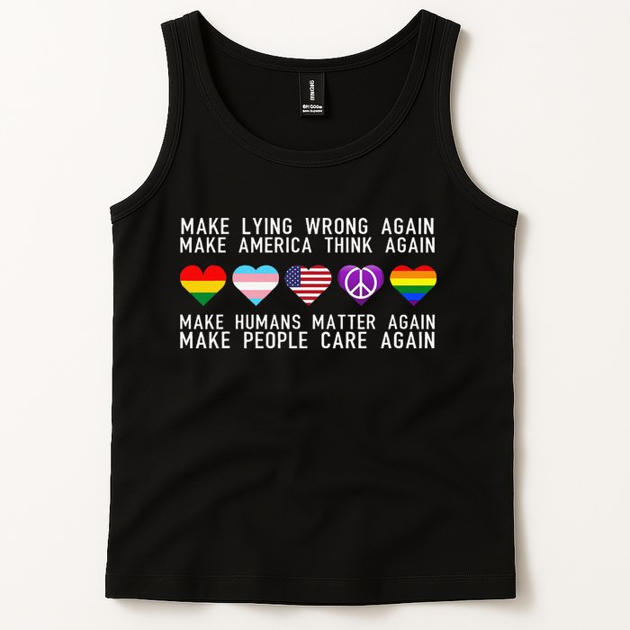 Make Lying Wrong Again Human Rights Sarcastic Statement Tank Top
