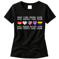 Make Lying Wrong Again Human Rights Sarcastic Statement Womens T-Shirt