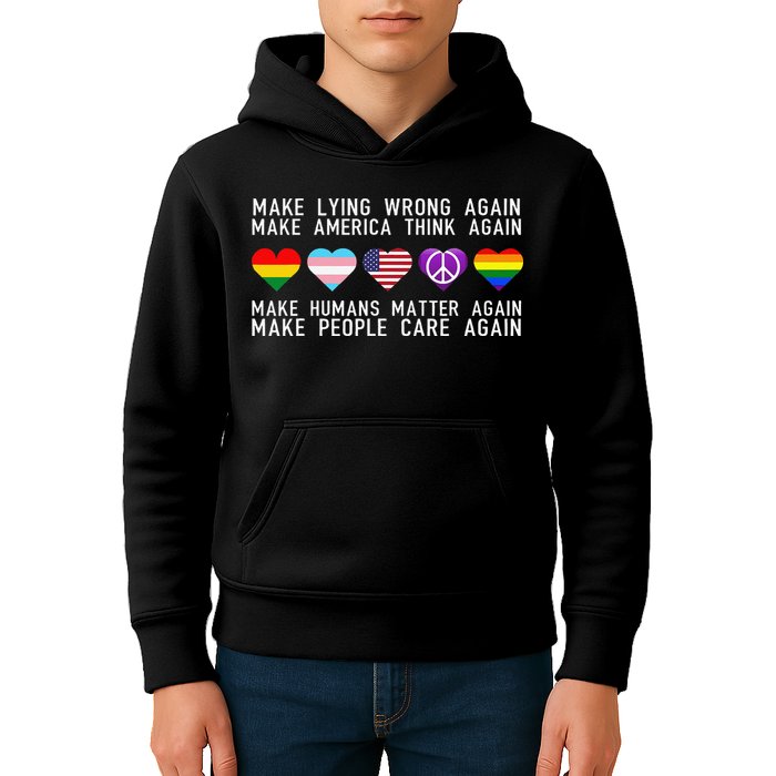 Make Lying Wrong Again Human Rights Sarcastic Statement Kids Hoodie