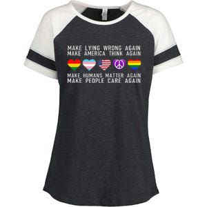 Make Lying Wrong Again Human Rights Sarcastic Statement Enza Ladies Jersey Colorblock Tee