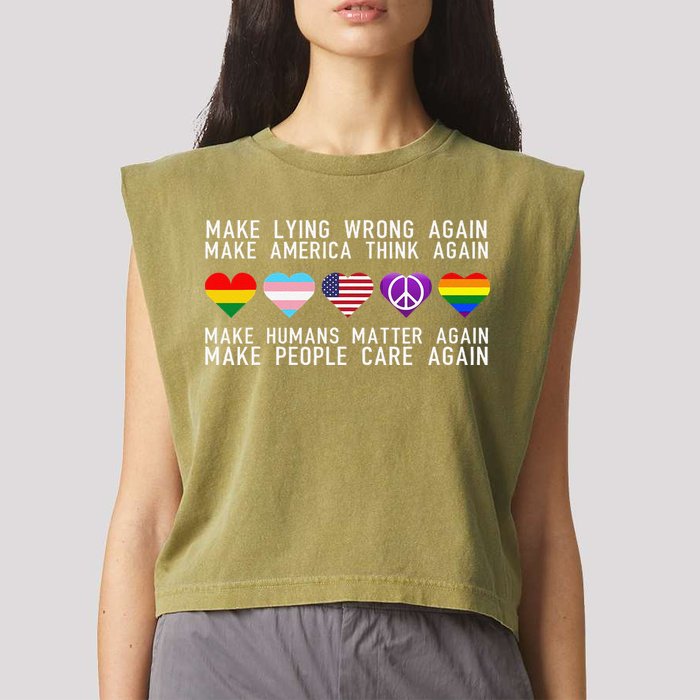 Make Lying Wrong Again Human Rights Sarcastic Statement Garment-Dyed Women's Muscle Tee