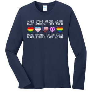 Make Lying Wrong Again Human Rights Sarcastic Statement Ladies Long Sleeve Shirt