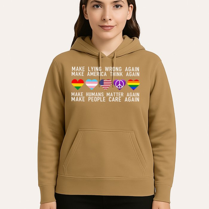 Make Lying Wrong Again Human Rights Sarcastic Statement Hoodie
