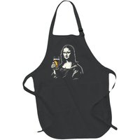 Mona Lisa With Beer Bar Pub Crawl Party Full-Length Apron With Pockets