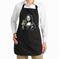 Mona Lisa With Beer Bar Pub Crawl Party Full-Length Apron With Pockets