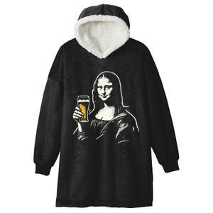 Mona Lisa With Beer Bar Pub Crawl Party Hooded Wearable Blanket