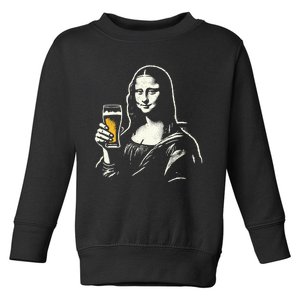 Mona Lisa With Beer Bar Pub Crawl Party Toddler Sweatshirt