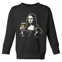 Mona Lisa With Beer Bar Pub Crawl Party Toddler Sweatshirt