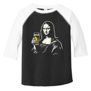 Mona Lisa With Beer Bar Pub Crawl Party Toddler Fine Jersey T-Shirt