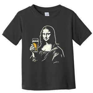 Mona Lisa With Beer Bar Pub Crawl Party Toddler T-Shirt