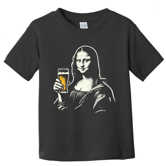 Mona Lisa With Beer Bar Pub Crawl Party Toddler T-Shirt