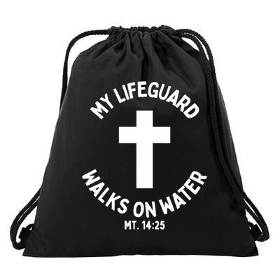 My Lifeguard Walks on Water Jesus Christ Christian Faith Drawstring Bag