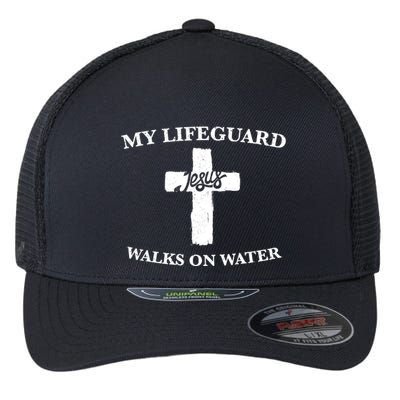 My Lifeguard Walks On Water / Jesus / Christian Gift Flexfit Unipanel Trucker Cap