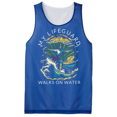 My Lifeguard Walks On Water Christian Faith In Jesus Mesh Reversible Basketball Jersey Tank