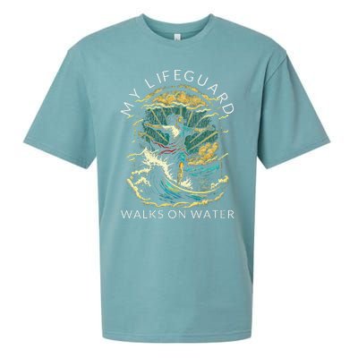 My Lifeguard Walks On Water Christian Faith In Jesus Sueded Cloud Jersey T-Shirt