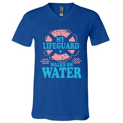 My Lifeguard Walks On Water Christian Jesus V-Neck T-Shirt