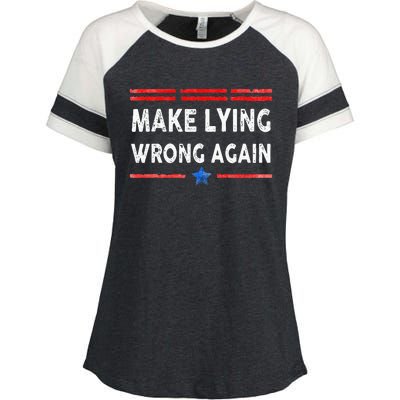 Make Lying Wrong Again Enza Ladies Jersey Colorblock Tee