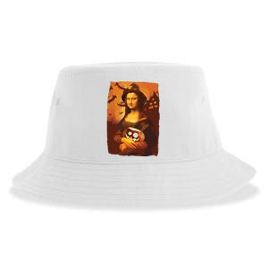 Mona Lisa With Pumpkin Halloween For Art Teacher Mona Lisa Sustainable Bucket Hat