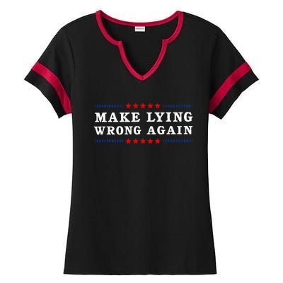 Make Lying Wrong Again Anti Trump Ladies Halftime Notch Neck Tee