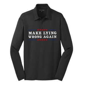 Make Lying Wrong Again Anti Trump Silk Touch Performance Long Sleeve Polo