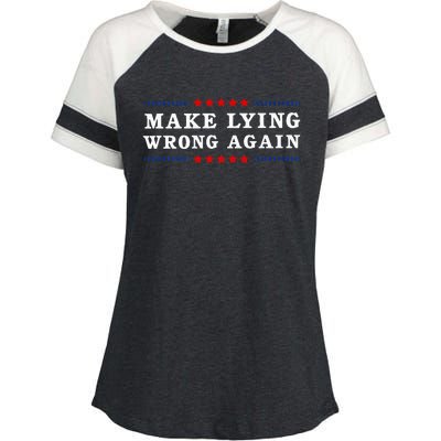 Make Lying Wrong Again Anti Trump Enza Ladies Jersey Colorblock Tee