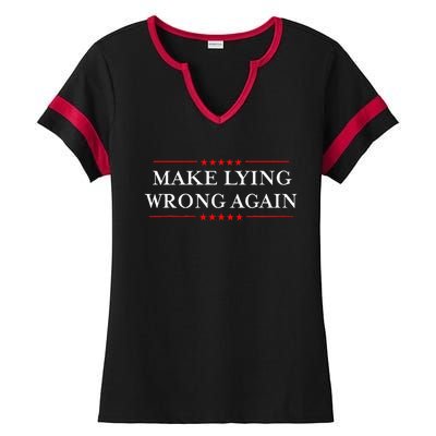 Make Lying Wrong Again Gift Resist Racism Antitrump Ladies Halftime Notch Neck Tee