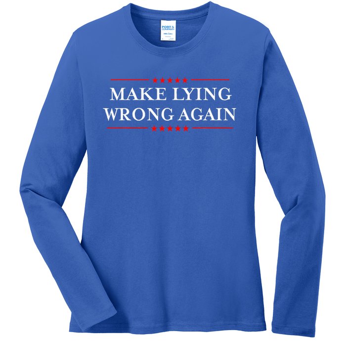 Make Lying Wrong Again Gift Resist Racism Antitrump Ladies Long Sleeve Shirt