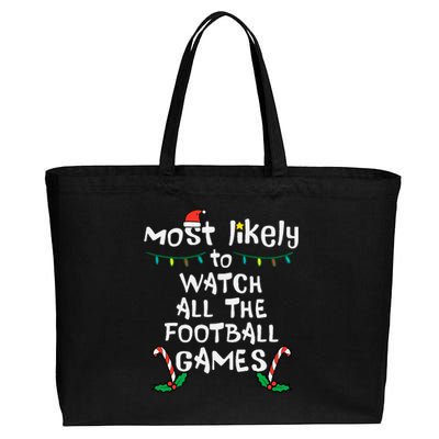 Most Likely Watch Football Christmas Xmas Family Matching Cotton Canvas Jumbo Tote