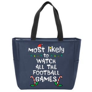 Most Likely Watch Football Christmas Xmas Family Matching Zip Tote Bag