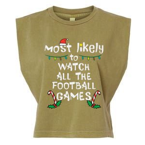 Most Likely Watch Football Christmas Xmas Family Matching Garment-Dyed Women's Muscle Tee