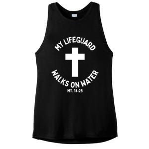 My Lifeguard Walks On Water Jesus Christ Christian Faith Ladies PosiCharge Tri-Blend Wicking Tank