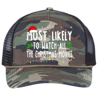 Most Likely Watch All The Christmas Movies Matching Xmas Retro Rope Trucker Hat Cap