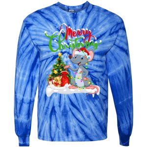 Mouse Lover Xmas Decorations Santa Mouse Christmas Gift Tie-Dye Long Sleeve Shirt