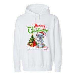 Mouse Lover Xmas Decorations Santa Mouse Christmas Gift Garment-Dyed Fleece Hoodie