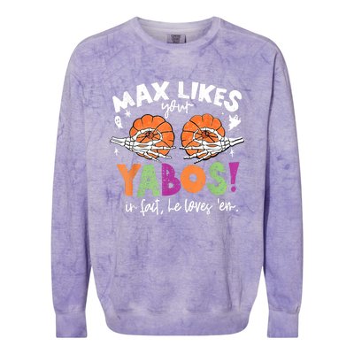 Max Likes Your Yabos In Fact Funny Pumpkin Halloween Scary Colorblast Crewneck Sweatshirt