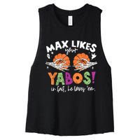 Max Likes Your Yabos In Fact Funny Pumpkin Halloween Scary Women's Racerback Cropped Tank